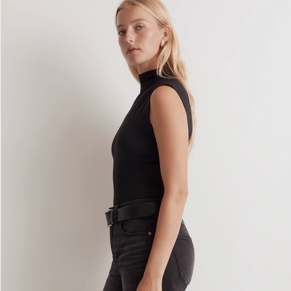 Madewell Funnelneck Cropped Muscle Tee true black - Picture 3 of 8